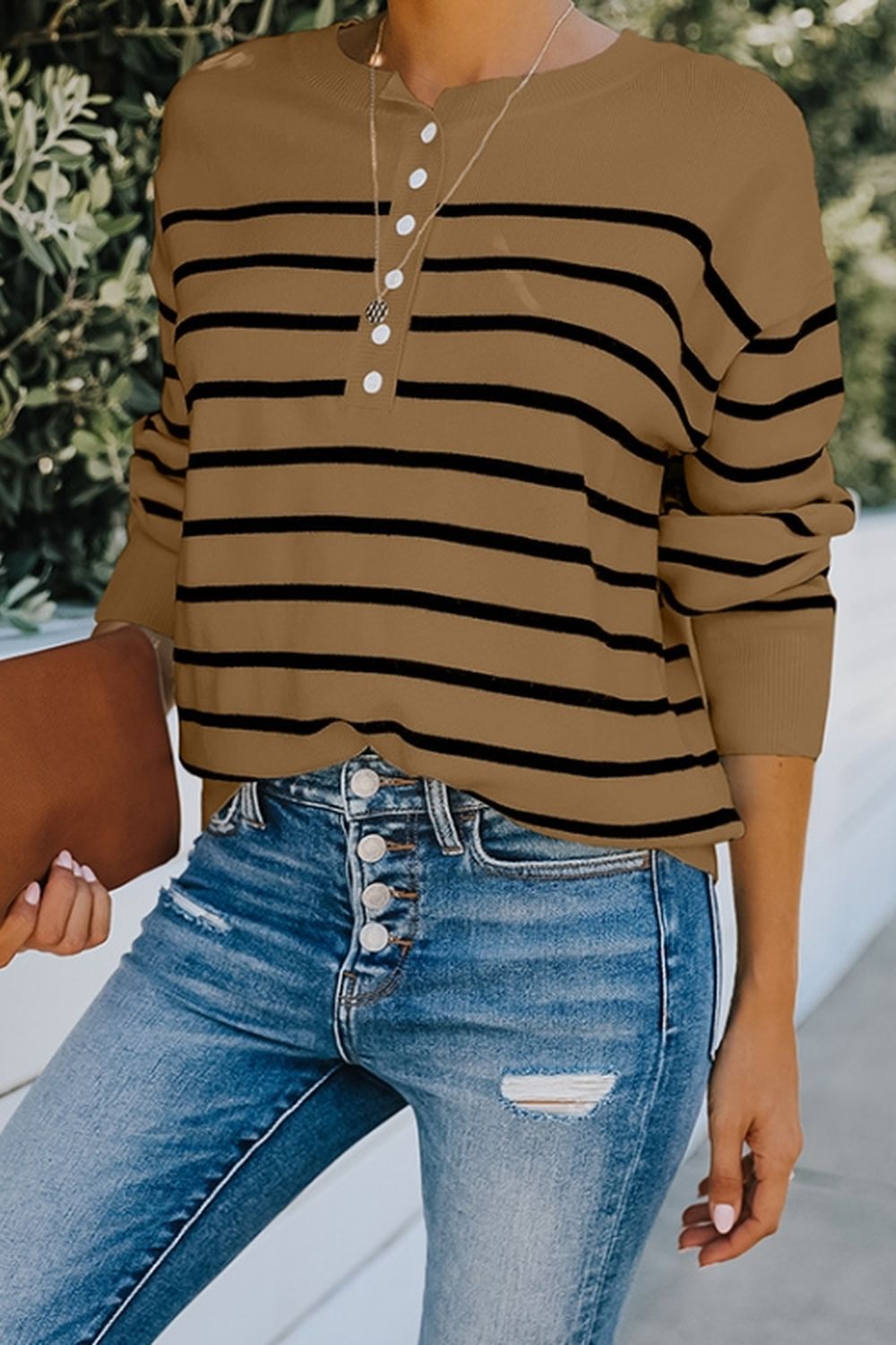 Long-Sleeved Striped Sweater