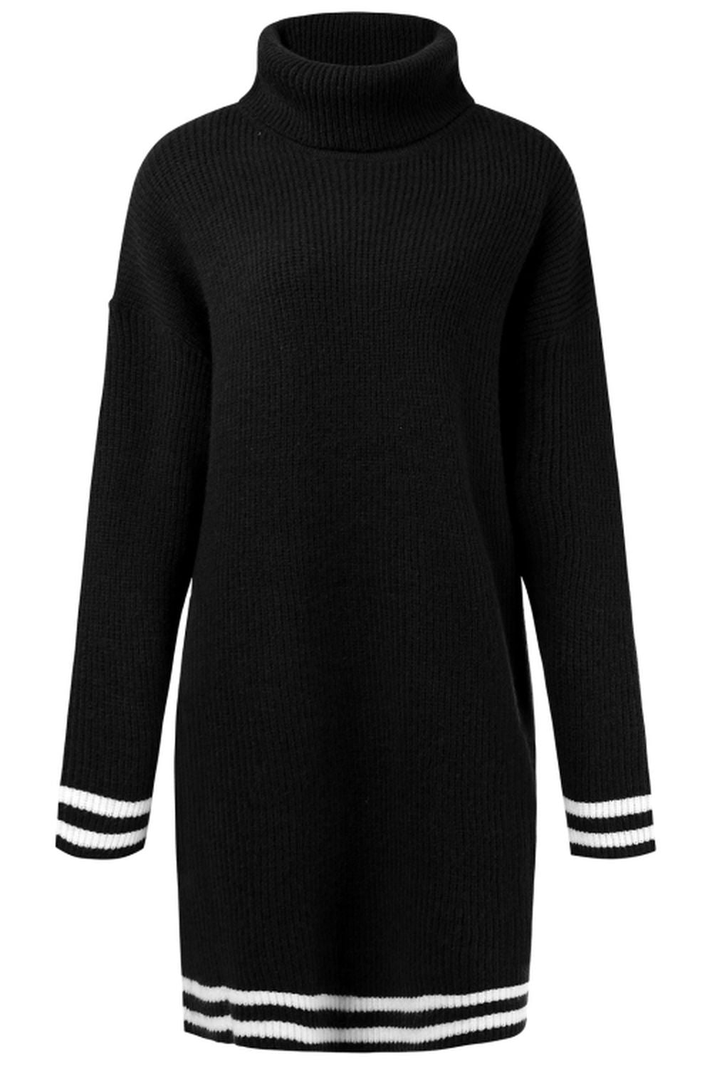 High Neck Long Sleeve Knitted Dress