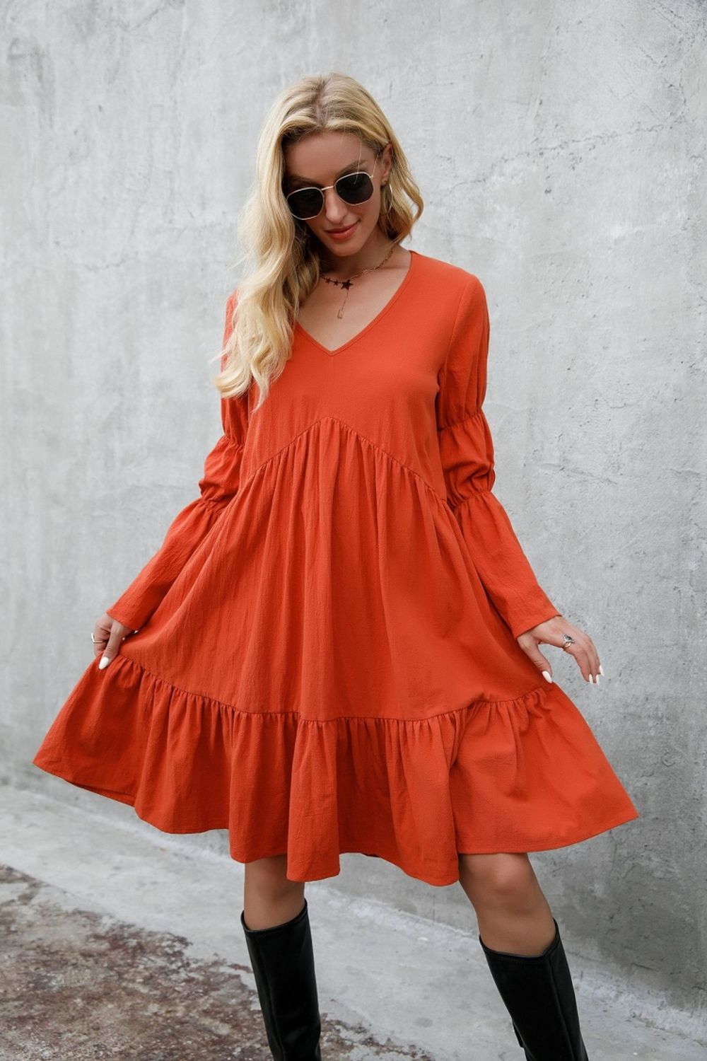 Boho Ruffled Print Dress