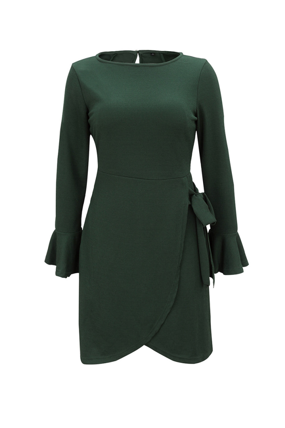 Knitted Drawstring Solid Color Dress