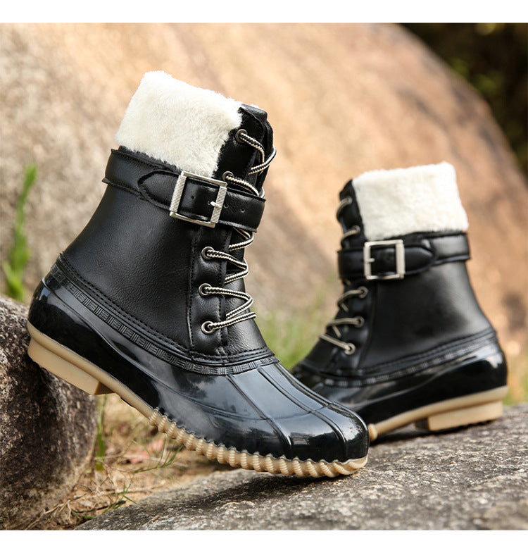 Retro Warm Faux Wool Duck Boots