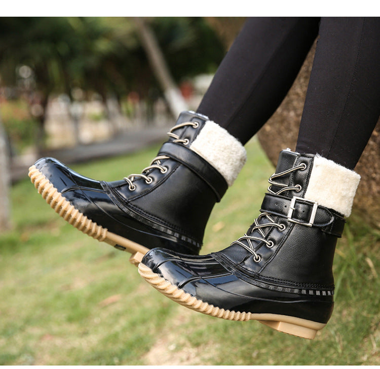 Retro Warm Faux Wool Duck Boots