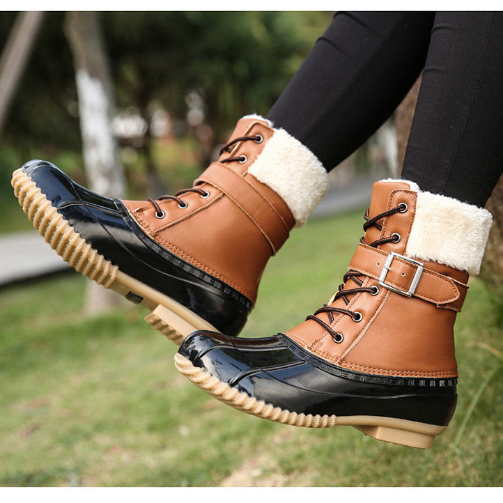 Retro Warm Faux Wool Duck Boots