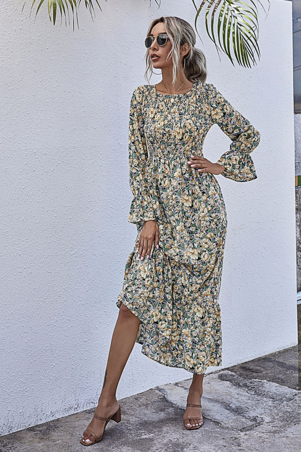 Printed Polka Dot Long Sleeve Dress