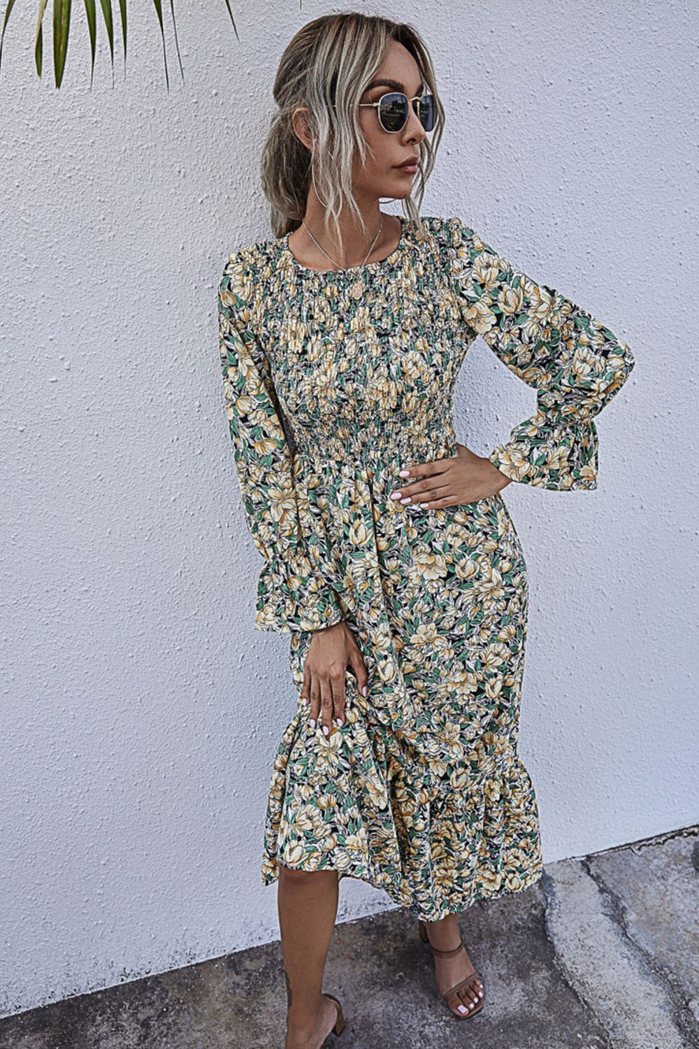 Printed Polka Dot Long Sleeve Dress