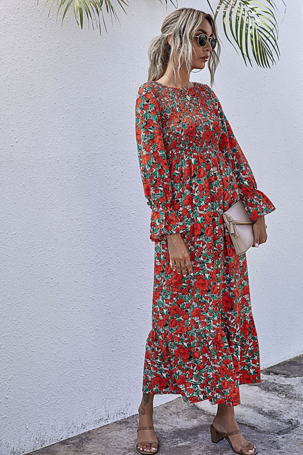 Printed Polka Dot Long Sleeve Dress