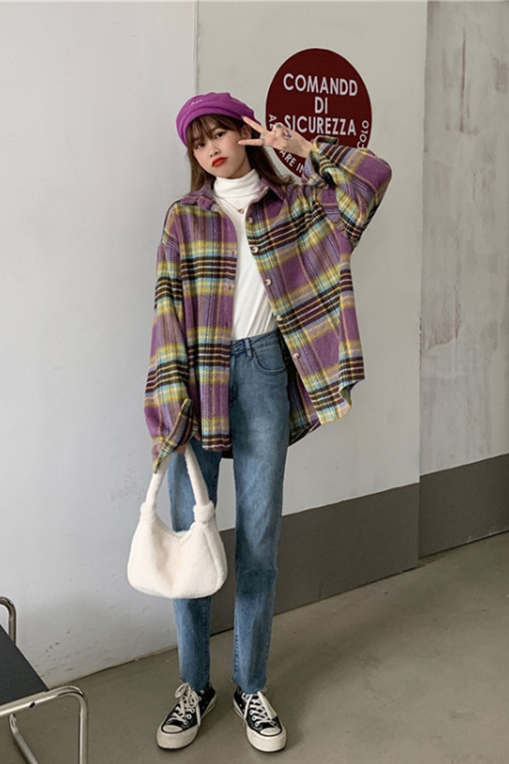 Vintage Plaid Tweed Coat