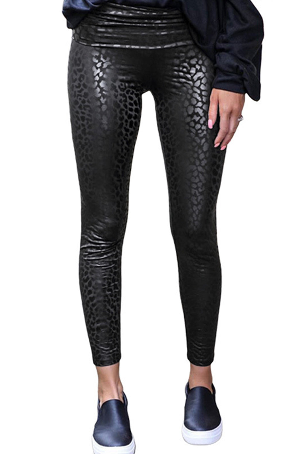 Animal print Slim Leather pants