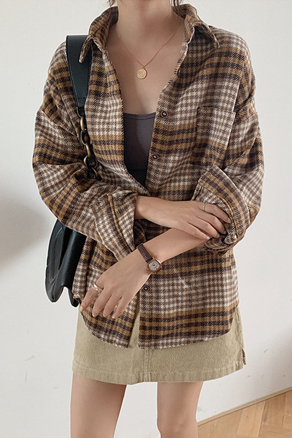 Thickening Tweed Plaid Shirt