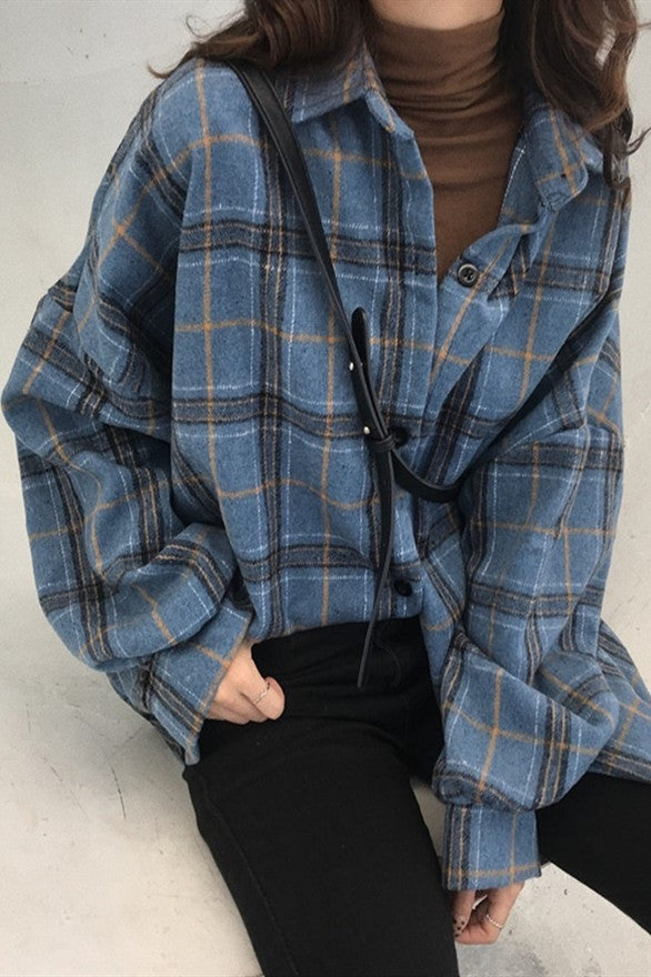 Hong Kong Style Frosted Plaid Shirt