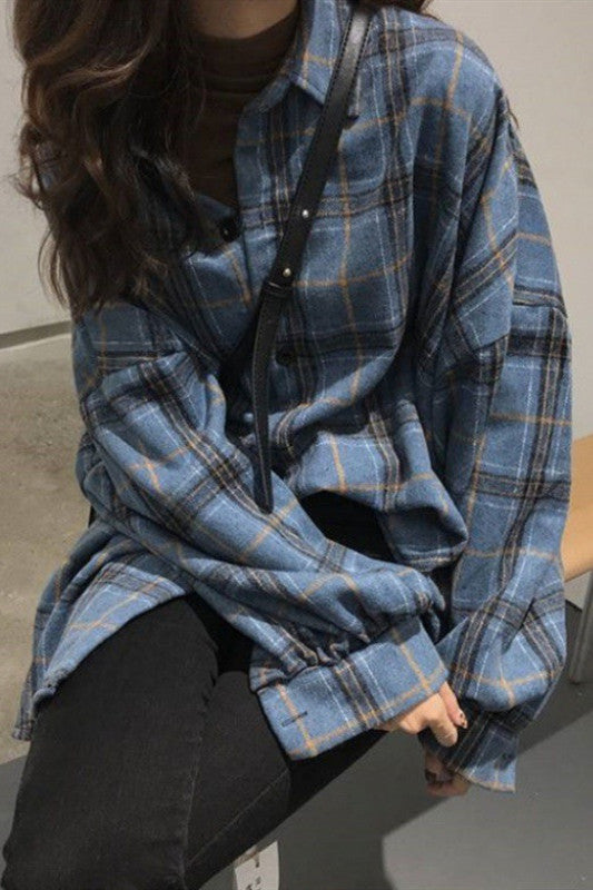 Hong Kong Style Frosted Plaid Shirt