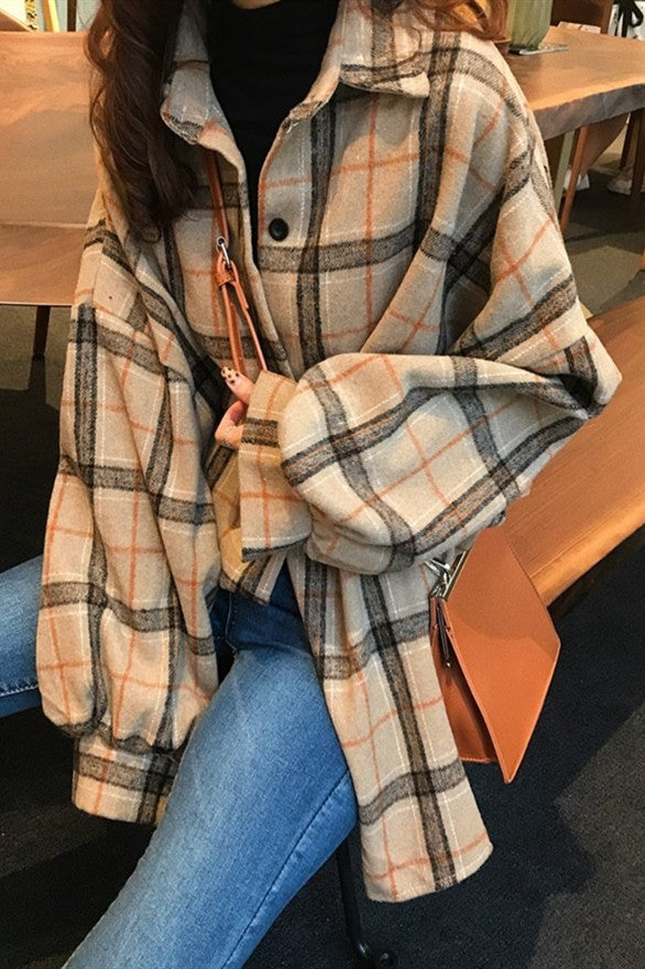 Hong Kong Style Frosted Plaid Shirt