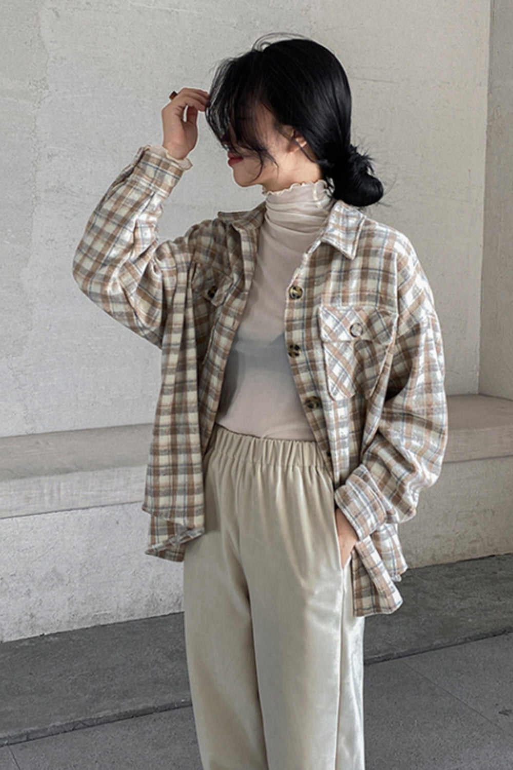 Vintage Fleece Plaid Thickened Shirt