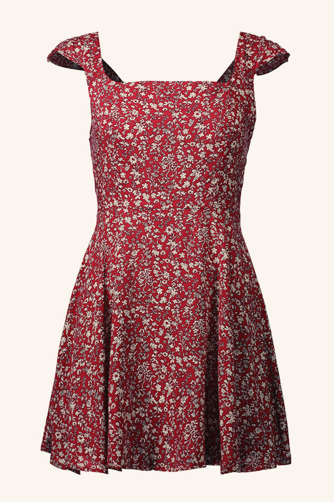 Chic Back Hollow Out Floral Dress