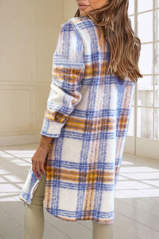 Chic Plaid Tweed Long Coat