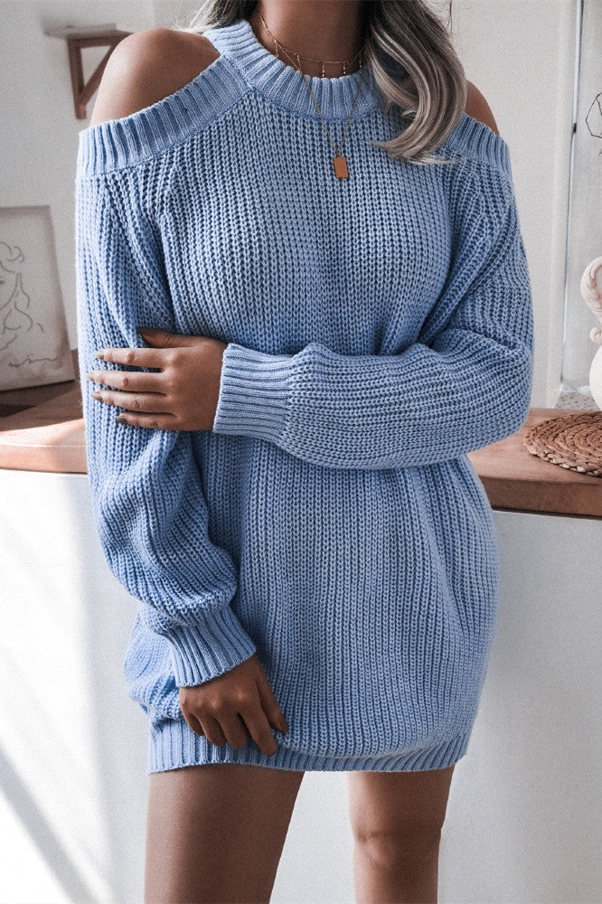 Strapless long Sleeve Casual Loose Sweater Dress