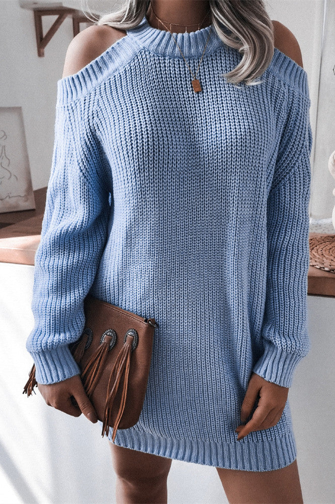 Strapless long Sleeve Casual Loose Sweater Dress