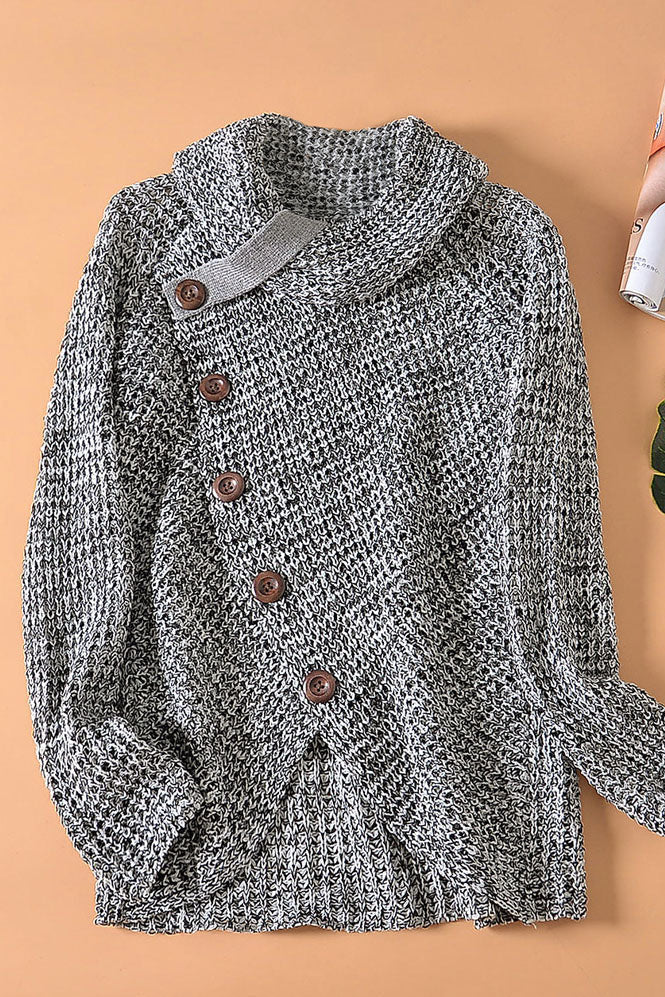 Just For You Turtleneck Diagonal Button Sweater