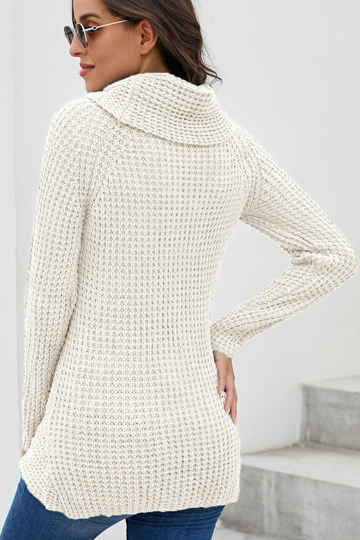 Just For You Turtleneck Diagonal Button Sweater