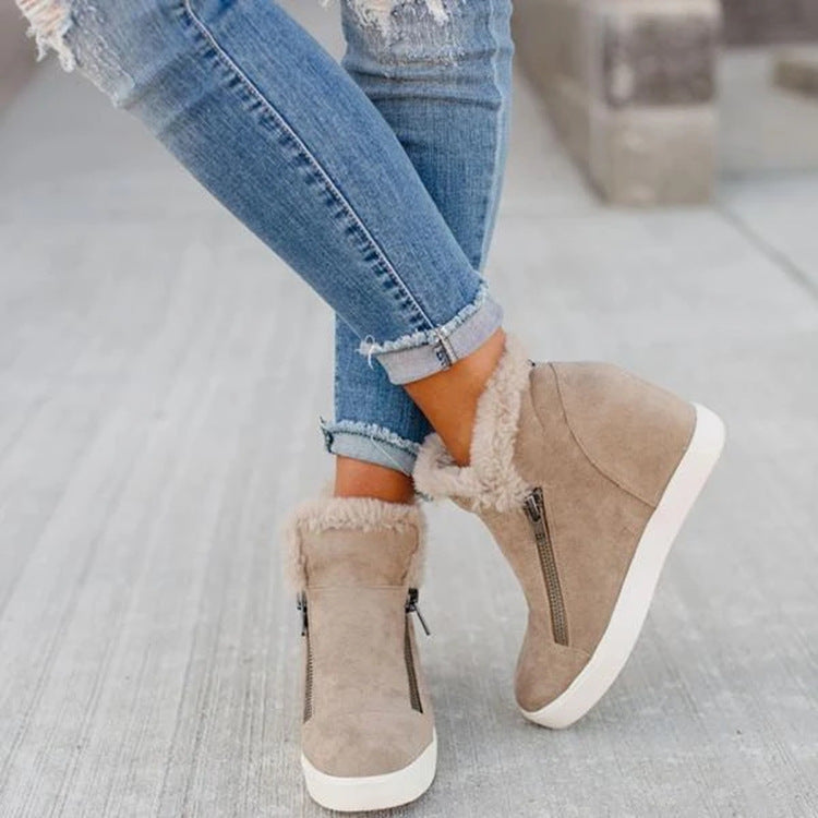 Round Toe Flat Bottes Height Increase Ankle Boot