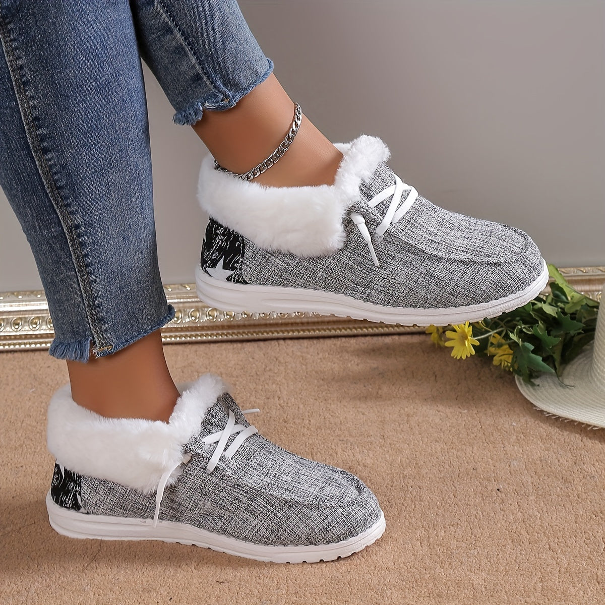 Plush Lined Warm & Cozy Slip On Canvas Shoes