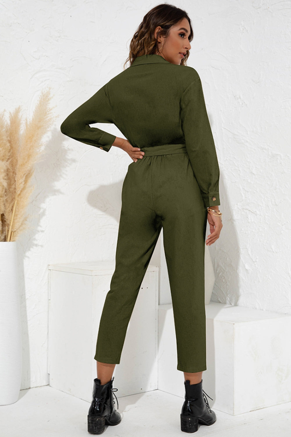 Lapel High Waist Jumpsuit