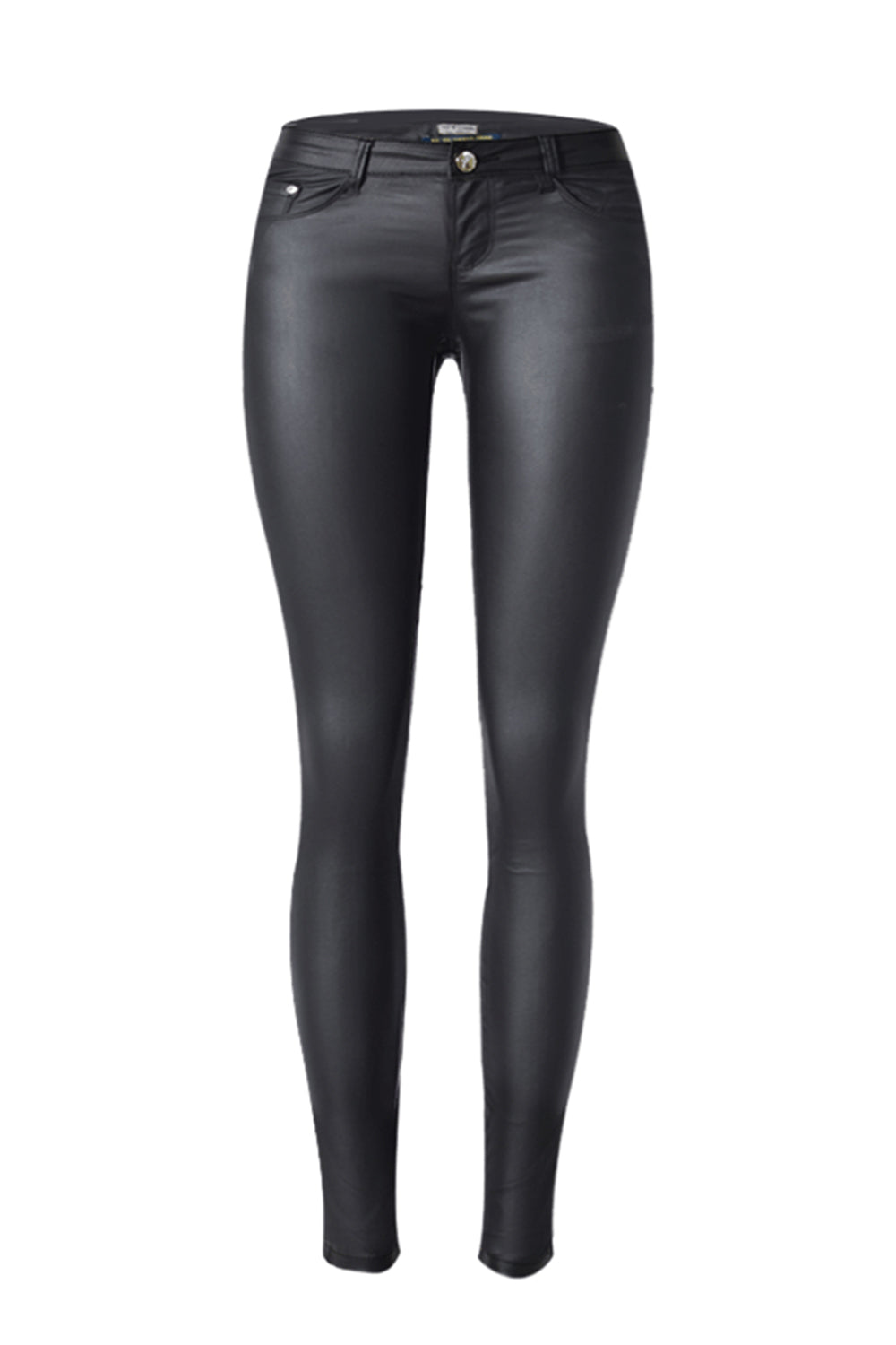 Low Rise Solid Leather Pants