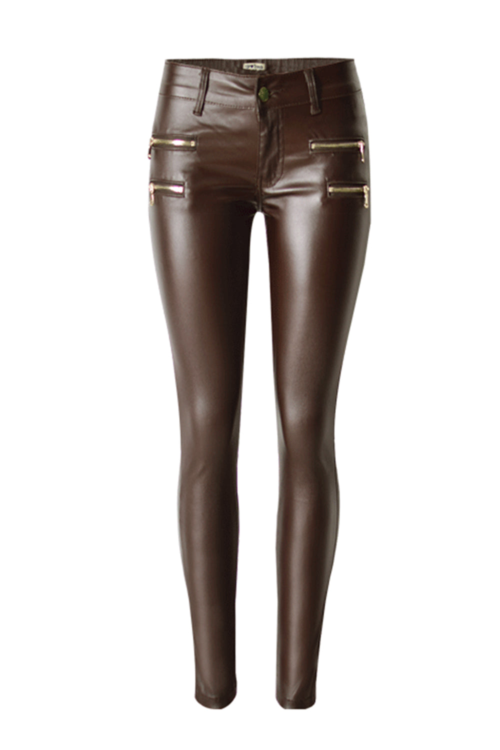 Low Waist Motorcycle Zipper Leather Pants