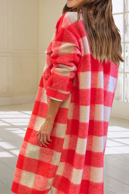 Chic Plaid Tweed Long Coat