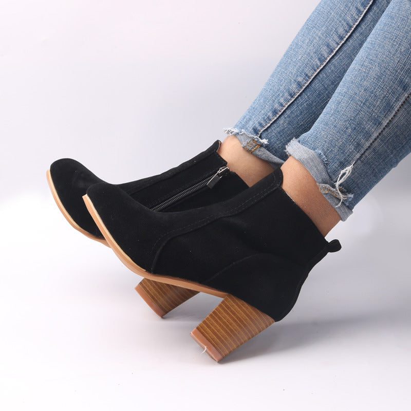 Thick Scrub Suede Leather Ankle Boots