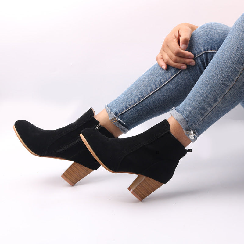 Thick Scrub Suede Leather Ankle Boots