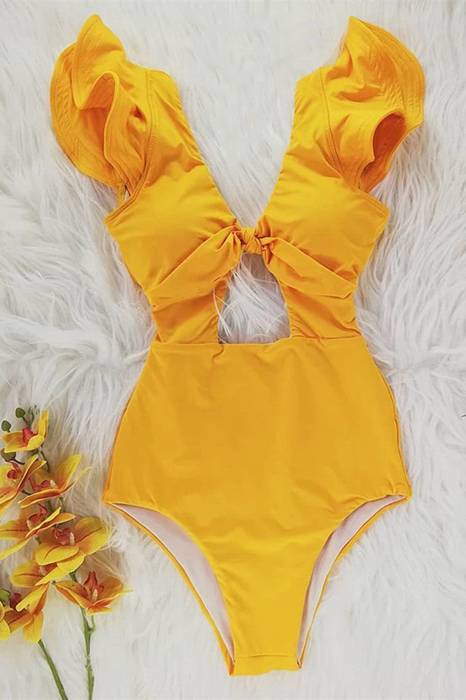 Maillot de bain une pièce floral imprimé à volants