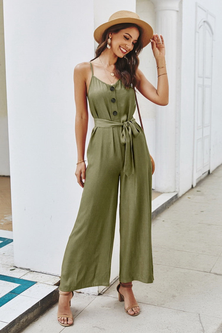 Plain Belt Jumpsuit