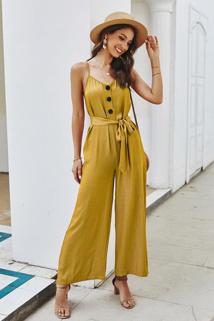 Plain Belt Jumpsuit