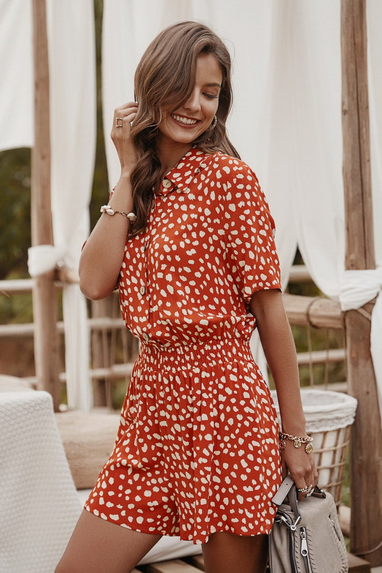 Printed Shirt Romper