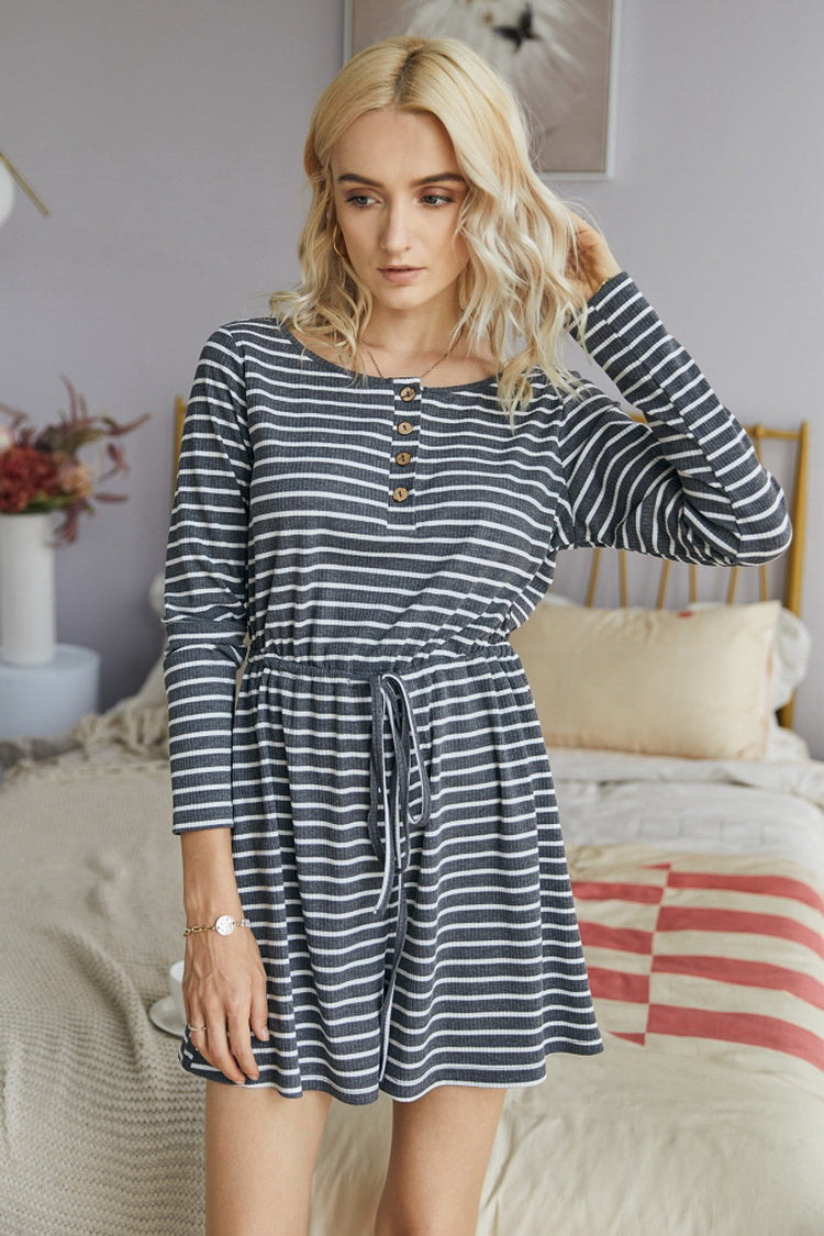 Striped Buttons Romper