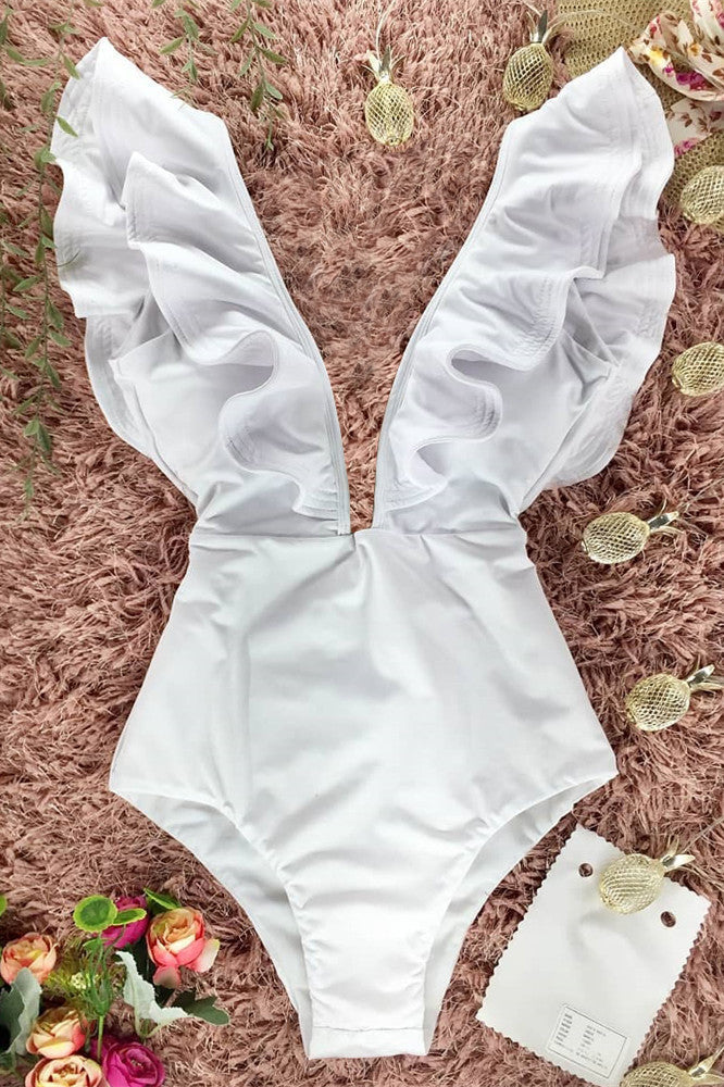 Maillot de bain une pièce floral imprimé à volants