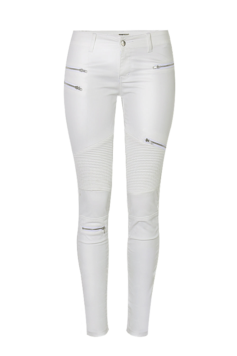 Zipper Solid Color Street Leather Pants