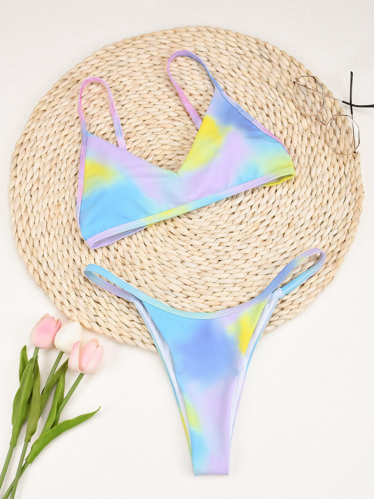 Conjunto de bikini de bañista brasileño con tanga Tie Dye