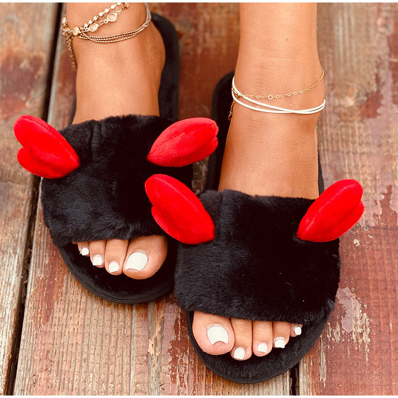 Pantuflas cálidas de alce navideño de felpa