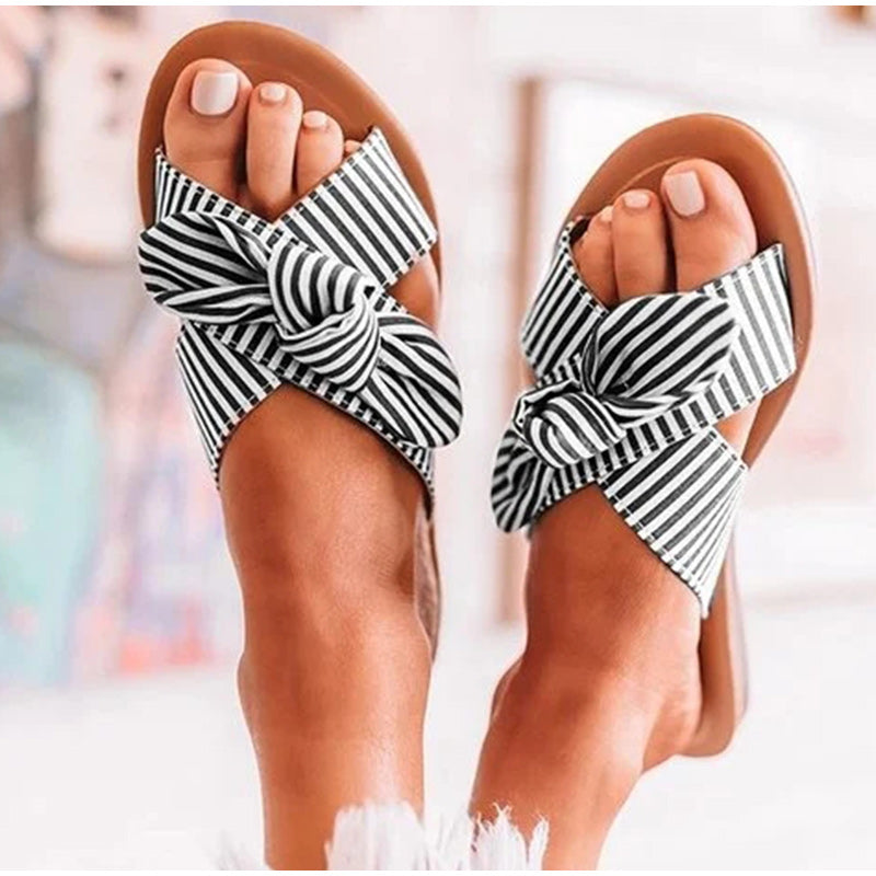 Striped Butterfly-knot Flip Flops