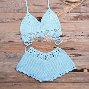 High Waist Knitted Crochet Bikini