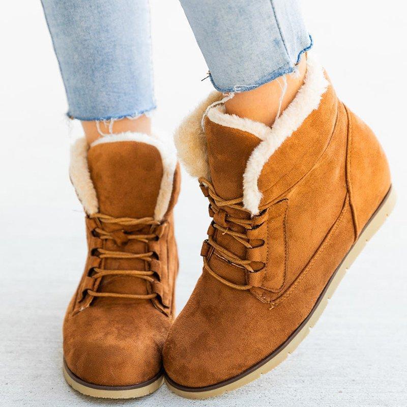 Lace up Plush Warm Internal Increase Boots