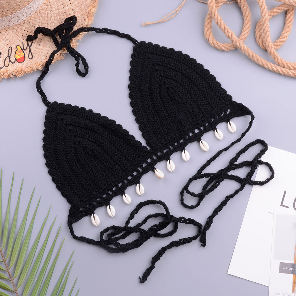 Ensemble de bikini haut de soutien-gorge tricoté au crochet fait à la main