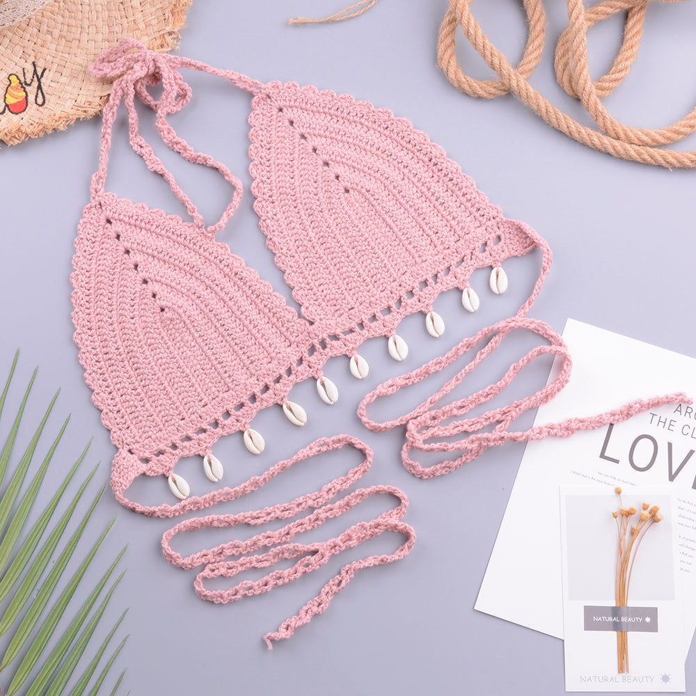 Ensemble de bikini haut de soutien-gorge tricoté au crochet fait à la main