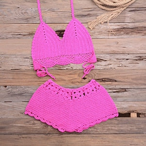 High Waist Knitted Crochet Bikini