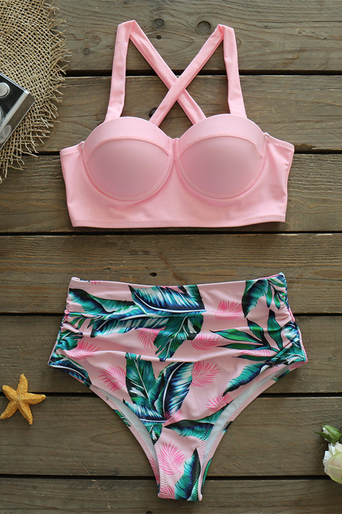 Conjunto de bikini push up de cintura alta