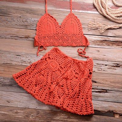 Conjunto de bikini de crochet de dos piezas