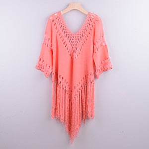 Tassels Hollow Out Bikini Cover Up