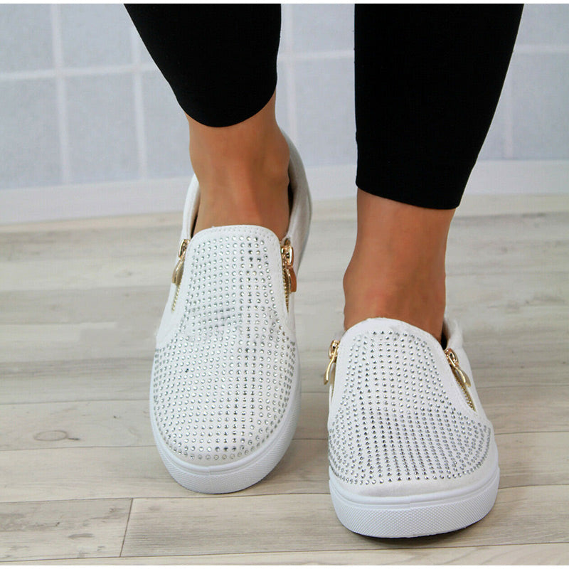 Crystal Slip On Flat Loafers